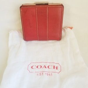 2/$30 Sale! Coach Red Leather Wallet w Snap-Top
